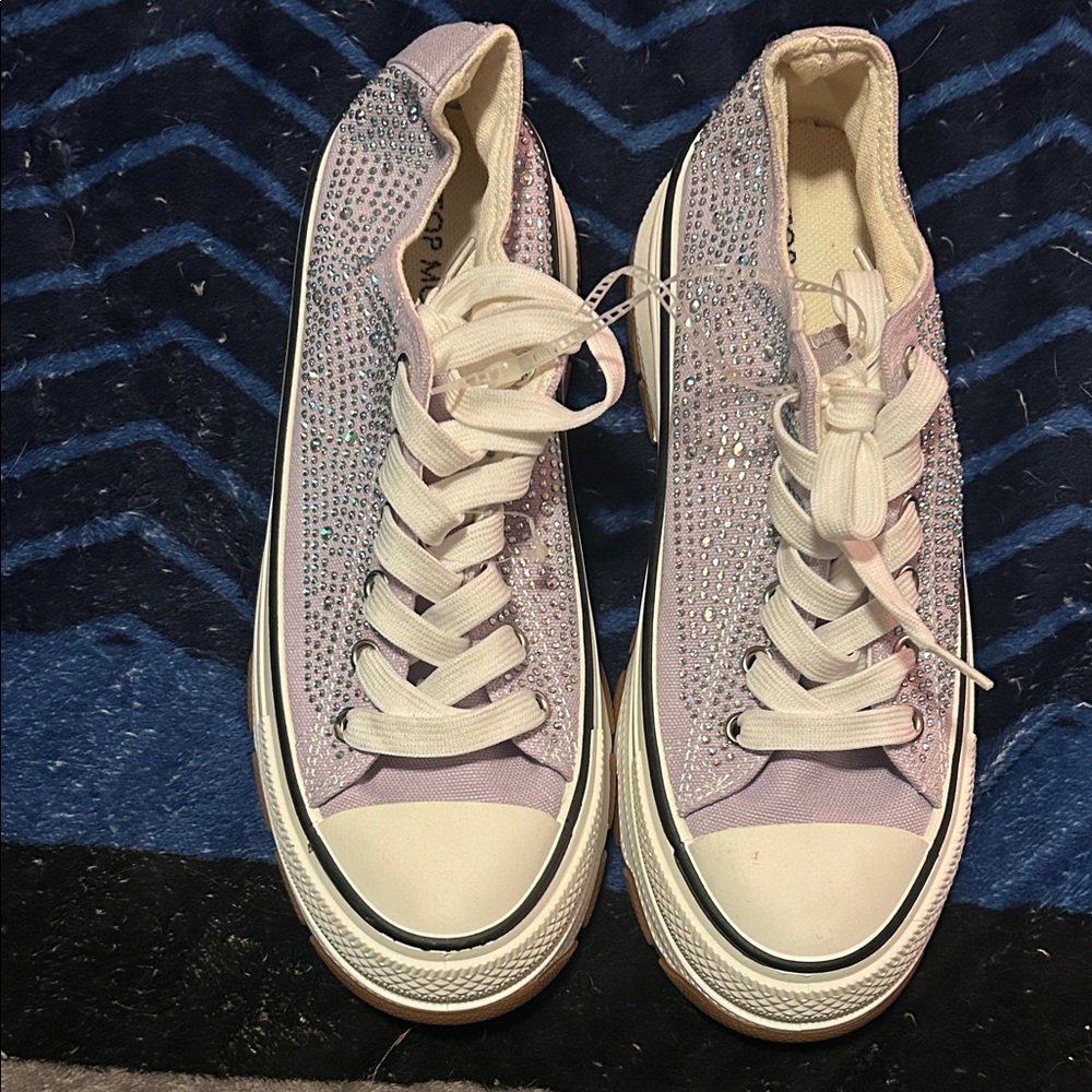TOP Moda Light Purple Rhinestone Sneakers